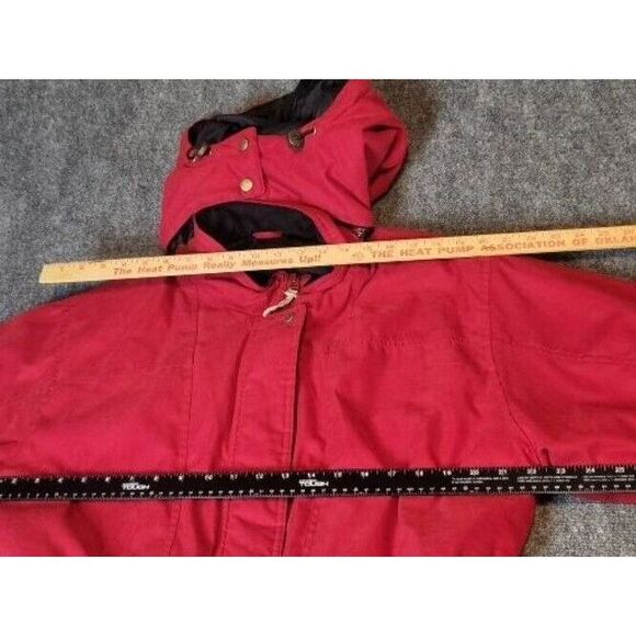 Vintage Woolrich Lined Hooded Coat Women Sz L Holly Berry Red‎ Winter Outerwear - Picture 10 of 11